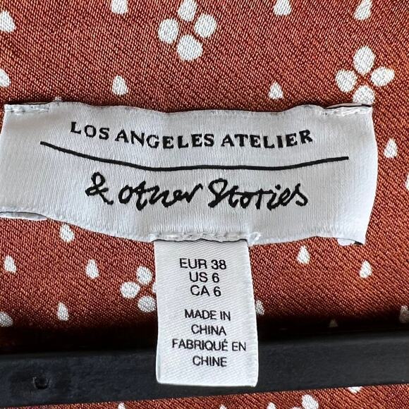 & Other Stories Satin Printed Straight Leg Collar Jumpsuit in Diamond Dot US 6 - Picture 10 of 10